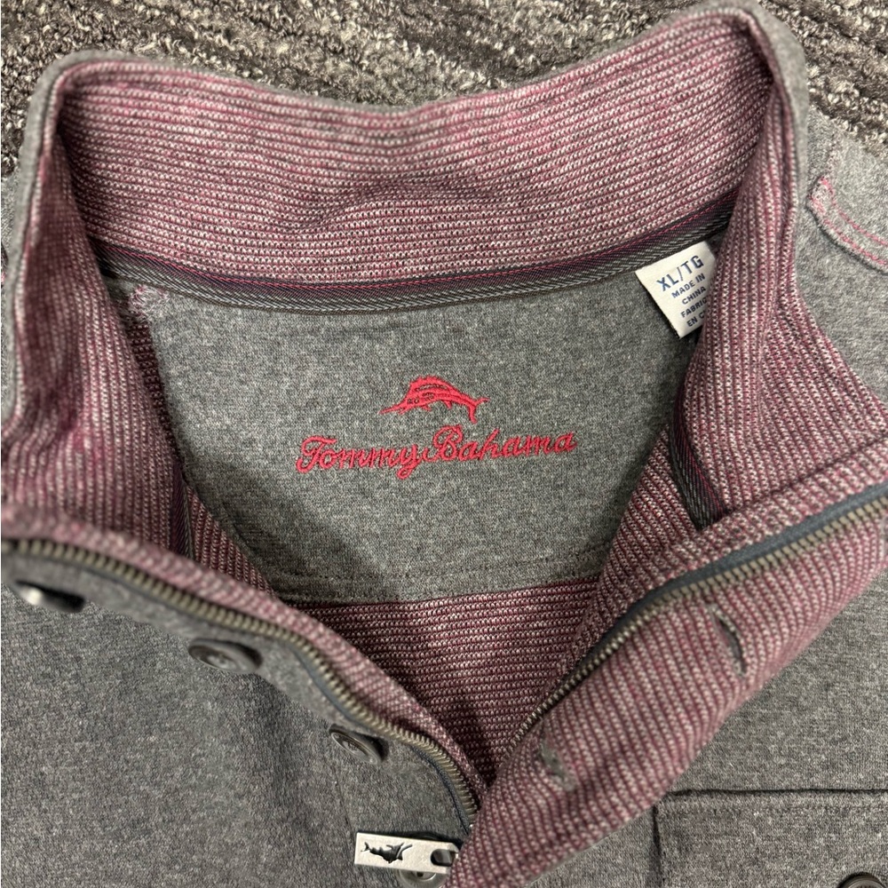 Tommy Bahama Charcoal and Burgundy Pullover